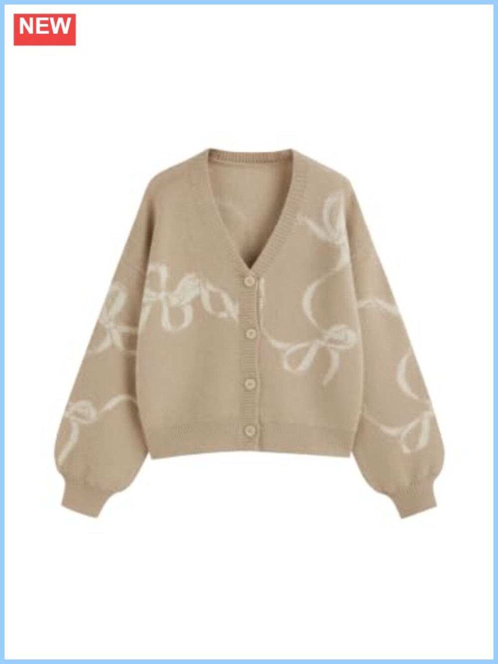 Women's Button Down Bow Cardigan Long Sleeve Knit Sweater